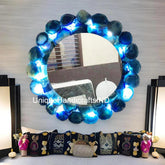 Irregular Modern Mirror, Blue Agate Framed Mirror, Aesthetic Home Decor, Bathroom Mirror, Entryway Wall Mirror, Mirror Wall Decor Unique Handicrafts IND